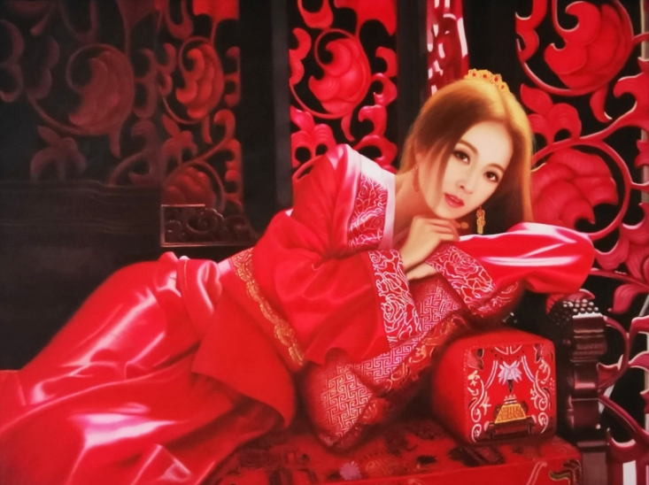 陈衍宁《对月梳红妆》