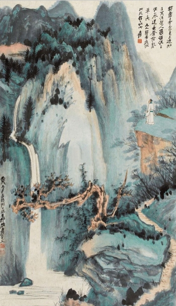 赵元《仿赵善长青绿山水图》