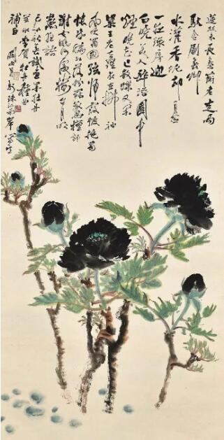 关山月《黑牡丹》