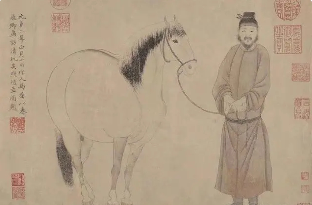 赵孟《赵氏三世人马图》
